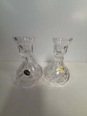 Vintage Bohemia 24% PbO Lead Crystal Candlestick Holders Set
